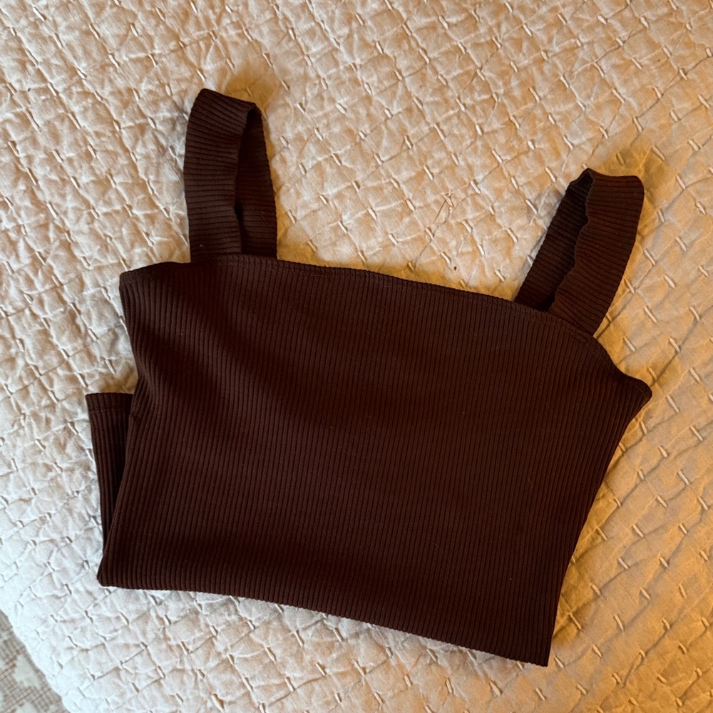 Reformation Chocolate Ribbed Tank Top